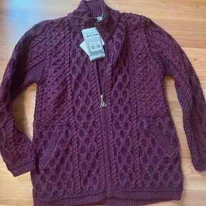 Aran Plated Cardigan with Celtic Zip